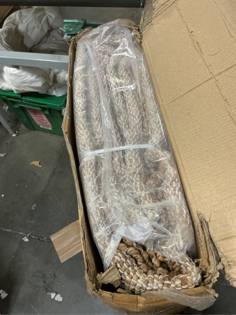 Condition photo showing Good Condition for GRUHUM Jute Cotton Area Rug 9'x12' ft Large Rectangle Hand Woven Natural Farmhouse Rugs for Living Room, Bedroom, Kitchen, High Traffic Area - Rustic Vintage Bohemian Eco-Friendly 9x12ft Natural 9' x 12' (Rectangular) Natural