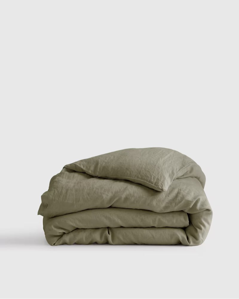 European Linen Duvet Cover king size green 