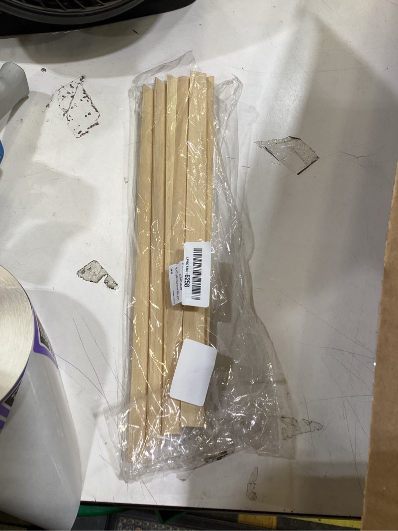 Condition photo showing As Is for 18 pcs split wood dowel rods, 15.7 inch long x 0.79 inch diameter unfinished cuttable half round wooden dowels sticks for art projects and diyers 20 mm diameter