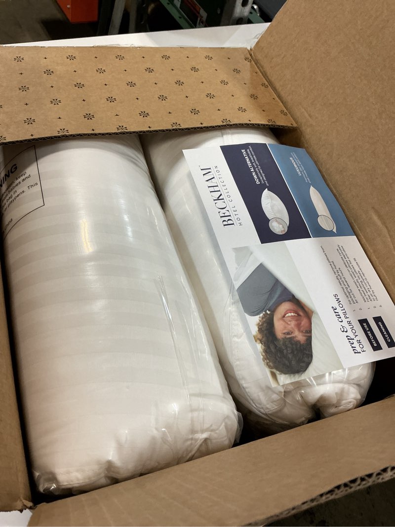 Condition photo showing New/Like New for beckham hotel collection bed pillows standard/queen size set of 2 - original soft down alternative pillow for sleeping - soft support for back, stomach or side sleepers queen / standard white