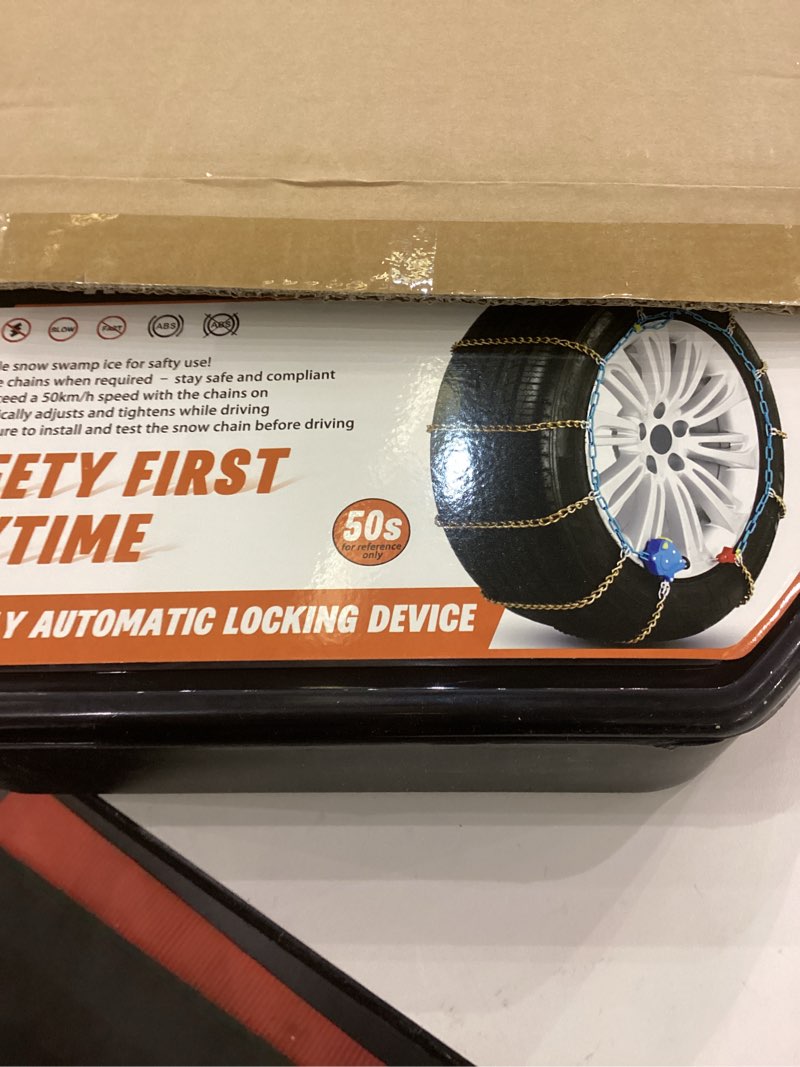 Condition photo showing Good Condition for DEDC Auto Lock Snow Tire Chains,50s Quick Easy,Enhanced Manganese Steel Alloy,Endurance Life 650 Mi for Car SUV and Pickup Truck 245 255 265 275 295 315 Set of 2 (LS1619)