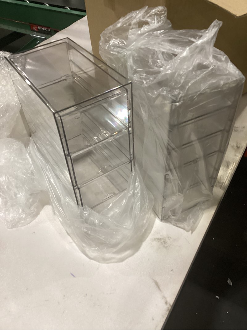 Condition photo showing As Is for Kenpal Sunglasses Organizer for Multiple Pairs, Acrylic Stackable Glasses Holder with 4 Drawers, Transparent Eyeglass Case 2