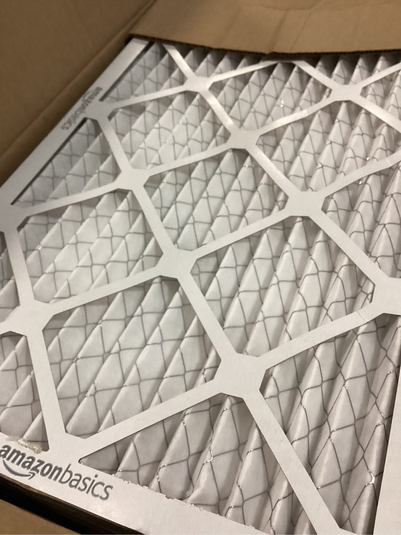 Condition photo showing As Is for amazon basics 14x25x1 air filter, merv 11 ac furnace filters, allergy control, removes dust and lint, electrostatic, 6-pack (actual size: 13.75" x 24.75" x 0.75") 14x25x1 merv 11
