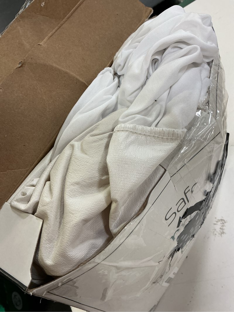 Condition photo showing As Is for saferest waterproof king size mattress protector - fitted with stretchable pockets - machine washable cotton blend mattress cover for bed pure white king