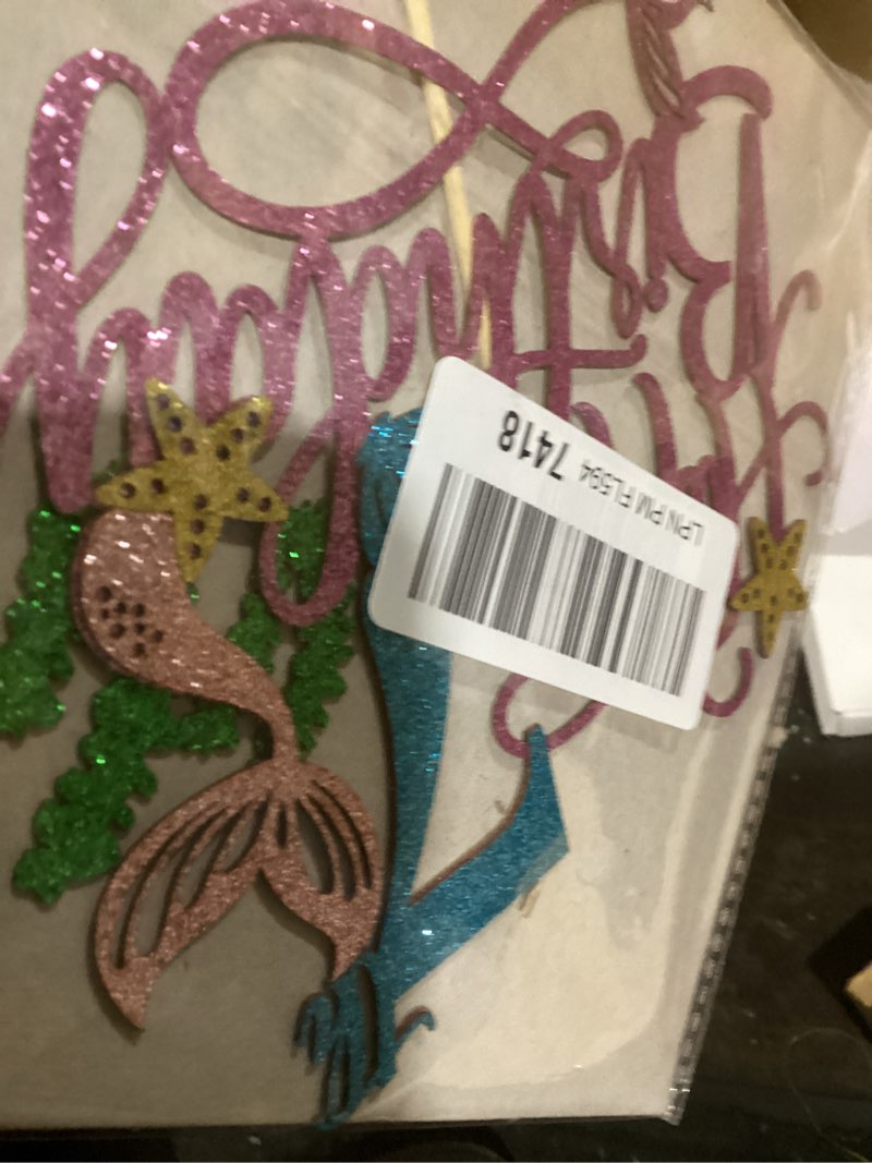 Condition photo showing Good Condition for Mermaid 7 Cake Topper, Happy 7th Birthday Cake Decor,Under The Sea Theme Girl Kid First Birthday Cake Supplies/Ocean World One Mermaid Party Decoration Supplies Purple Mermaid 7th