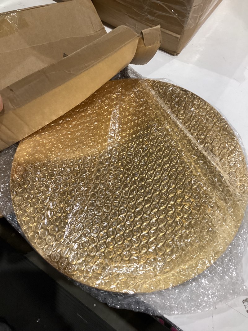 Condition photo showing Good Condition for Thyle 12 Pcs 12 Inch Acrylic Round Mirror for Table Centerpieces Circle Mirror Candle Plates for Wall Wedding Table Centerpieces for Christmas Party Decor, Thickness 1 mm (Gold) 12 Gold