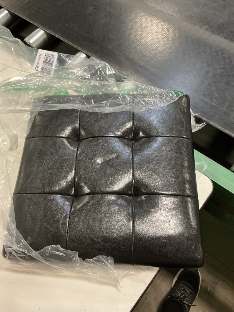 Condition photo showing Good Condition for B FSOBEIIALEO Folding Storage Ottoman Cube Footrest Faux Leather for Living Room Seat Chest Black 12.6"X12.6"X12.6" Black faux_leather
