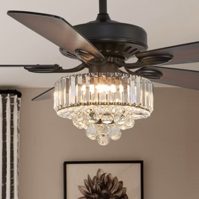 (Similar Product) Ludomide 52\" Crystal Ceiling Fan With Light And Remote Control, Luxury Black LED Chandelier Ceiling Fan Light For Dining Room Living Room Bedroom
