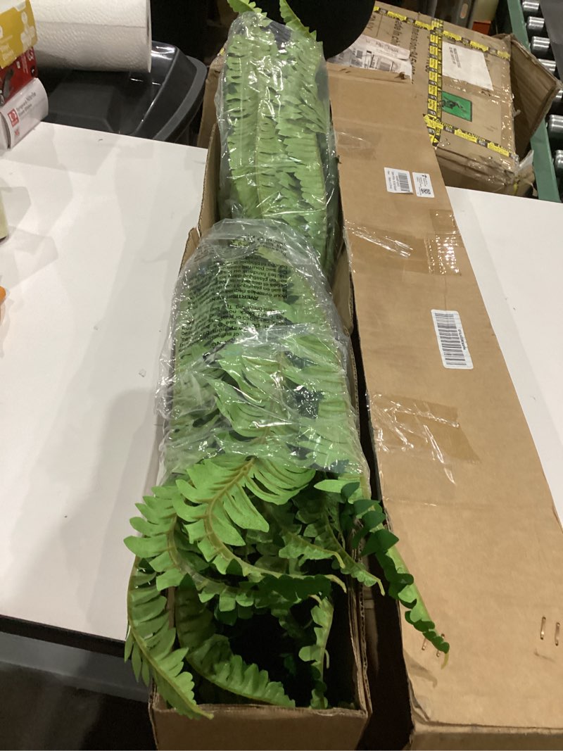 Condition photo showing Good Condition for Artificial Boston Fern Bush- Set of 2 Large Artificial Ferns for Outdoors, 45Inch Large Faux Ferns, Suitable for Office & Living Room Decor, 55Branches for Each Bouquet 45"- 55 Leaves