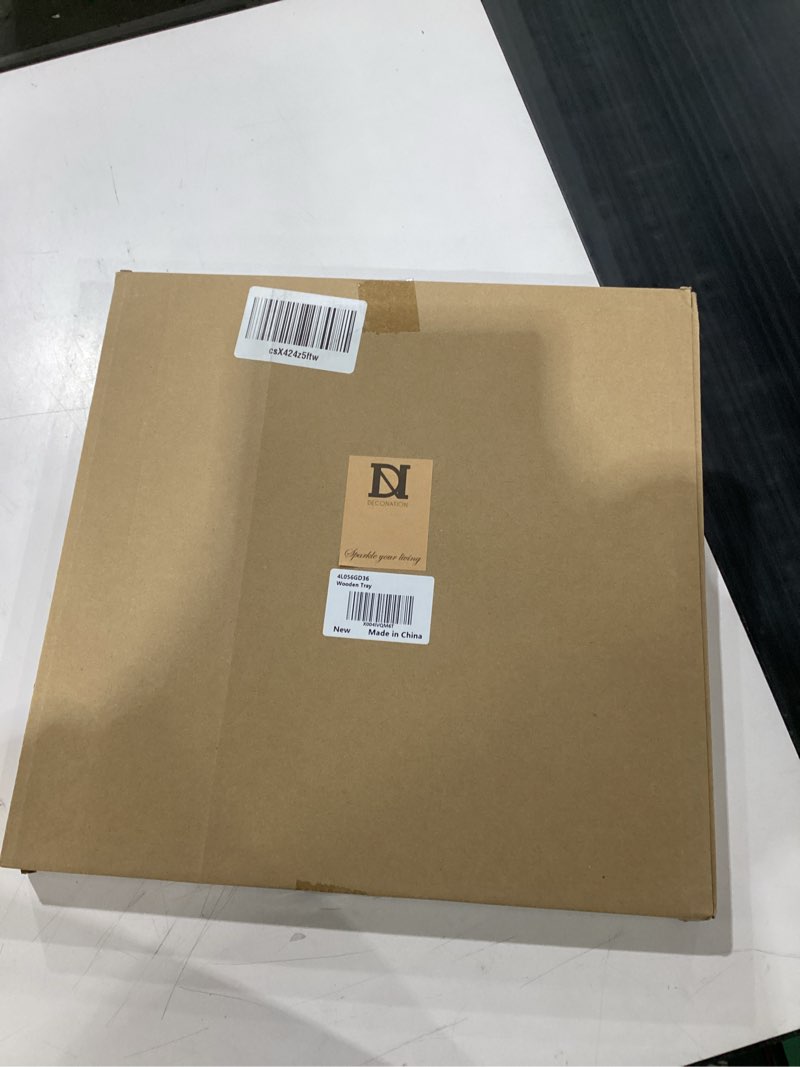 Condition photo showing New/Like New for DN Decoration14 Inch Large Gold Decorative Tray, Round Wooden Trays for Home Decor, Coffee Table Trays Decor for Perfume, Jewelry, Living Room, Table Centerpiece, Bathroom, Ottoman 14" Shiny Gold 14.5"