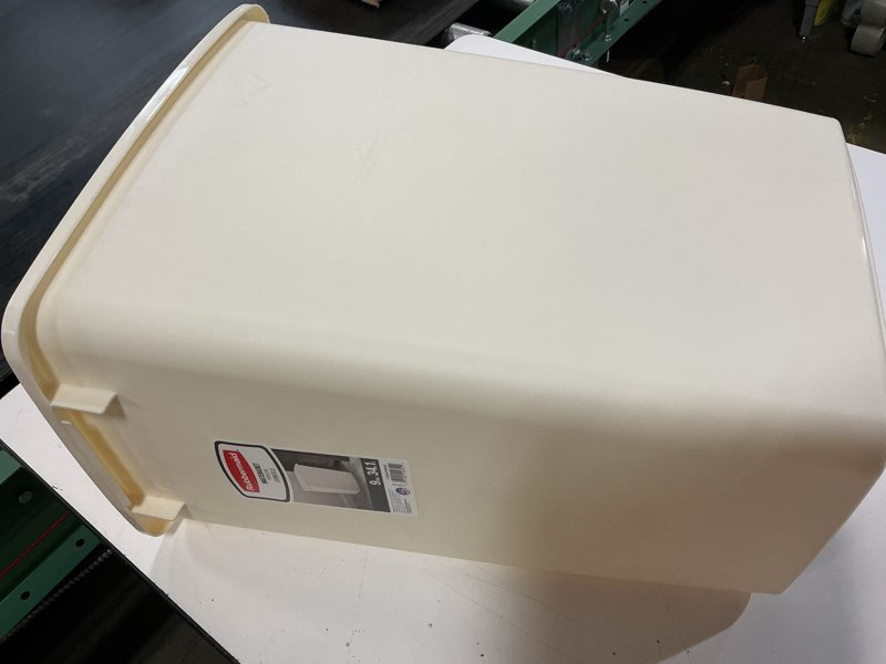 Condition photo showing Good Condition for rubbermaid small trash 9-gallons beige plastic garbage can/wastebasket for kitchen/bathroom fits under-sink/desk/countertop/cabinet 21-quart bisque bisque 21-quart 1 pack trash can