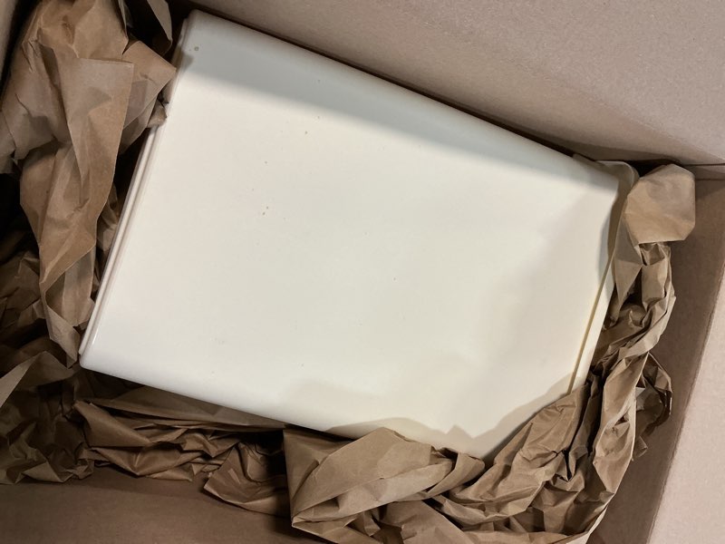 Condition photo showing As Is for Rubbermaid Small Trash 9-Gallons Beige Plastic Garbage Can/Wastebasket for Kitchen/Bathroom fits Under-Sink/Desk/Countertop/Cabinet 21-quart Bisque Bisque 21-quart 1 Pack Trash Can