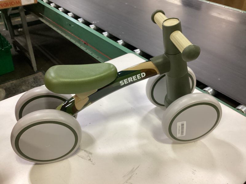 Condition photo showing As Is for SEREED Baby Balance Bike for 1 Year Old Boys Girls 12-24 Month Toddler Balance Bike, 4 Wheels Toddler First Bike, First Birthday Gifts Camo