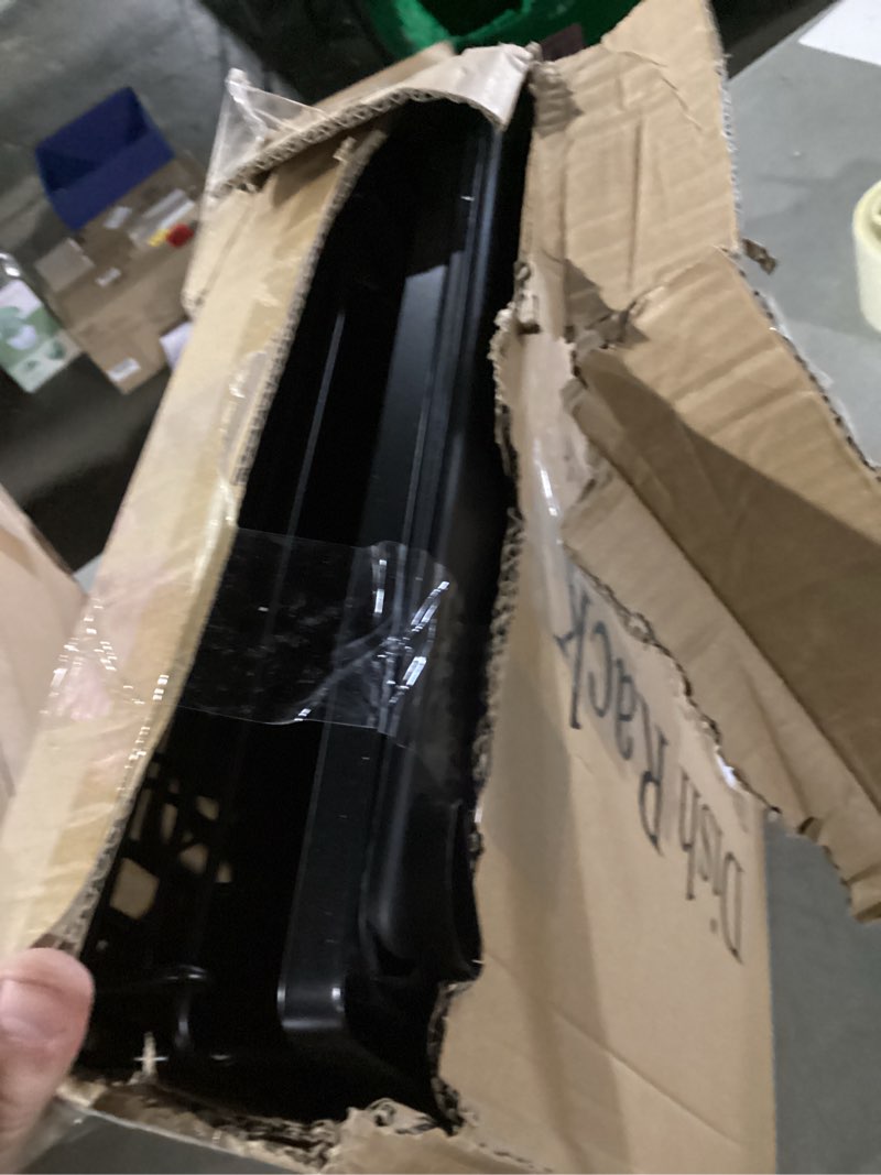 Condition photo showing As Is for SNTD Dish Drying Rack - Extendable Dish Rack, Large Sink Drying Dish Drainer for Kitchen Counter, Stainless Steel Dish Strainer with Utensil Holder (Black)