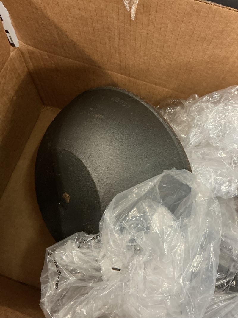 Condition photo showing As Is for imusa 14in light cast iron preseasoned wok with cool touch handles