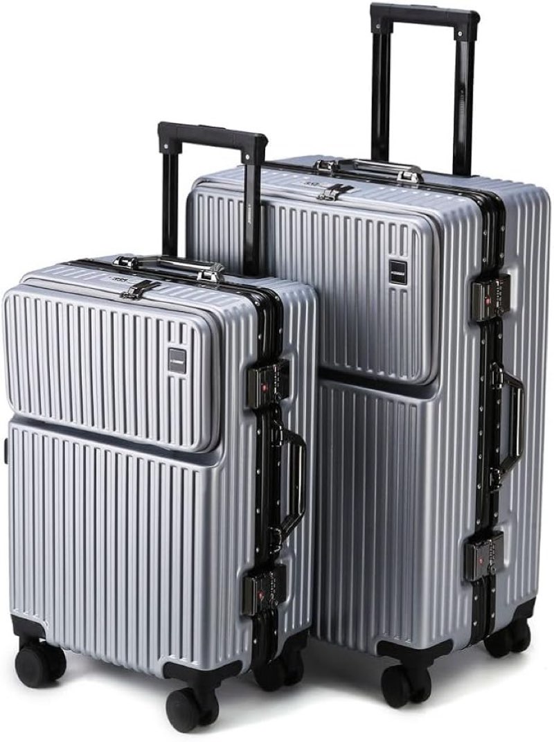 STARGOLD PC Hard Side Zipperless Luggage Set of 2 PCS Suitcase 360° Rotational 8 Wheels, SG-PC431 Silver