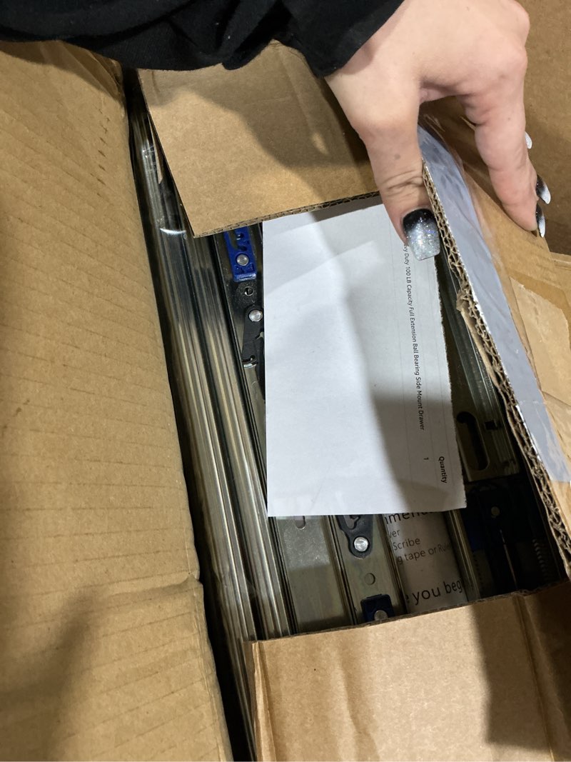 Condition photo showing Good Condition for 12 inch soft close drawer slides,10 pairs heavy duty 100 lb capacity full extension ball bearing side mount drawer glides 10 12 inch