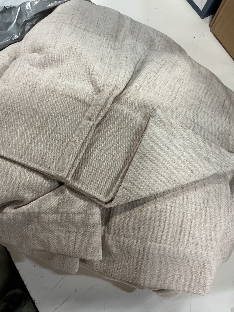 Condition photo showing Good Condition for pleateddrapes 96 inch curtains 2 panel set, modern linen pleat back tab dining room window curtains light filtering aesthetic semi sheer living room drapes with hooks ring cream oatmeal w40 x l96 natural 40"w x 96"l( pack of 2)