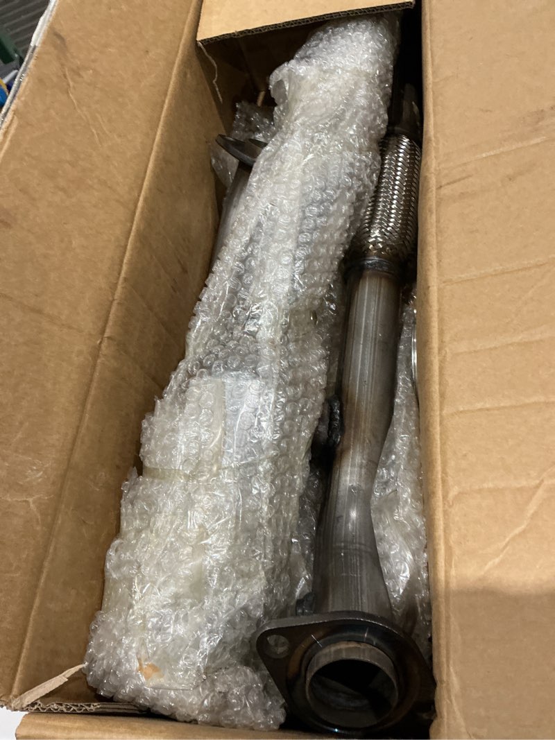 Condition photo showing As Is for rear catalytic converter compatible with 2004-2006 lexus es330/ toyota camry, 2004-2008 solara 3.3l v6, direct fit catalytic convertor replacement parts