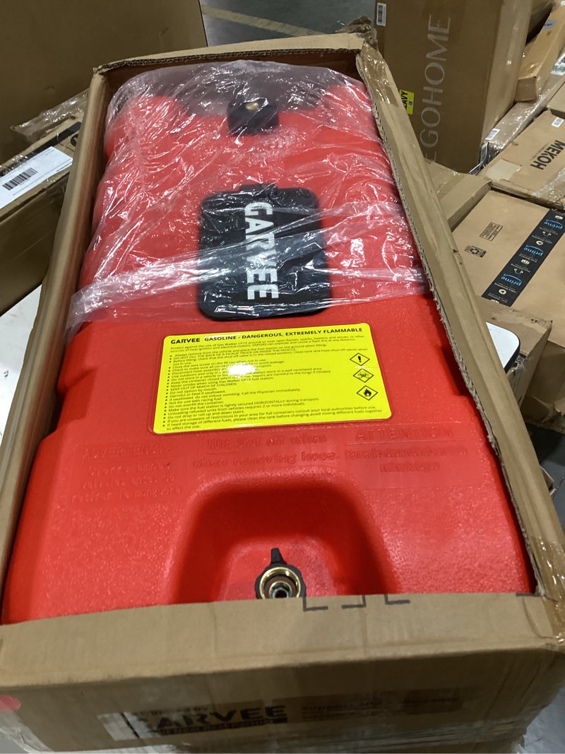 Condition photo showing Good Condition for garvee 15 gal gas can, heavy-duty gas tank and fuel caddy with manual fuel transfer pump, portable fuel tank on wheels with 10 ft hose for lawn mowers, cars, boats, atvs, home and farm use, red red 15 gallon