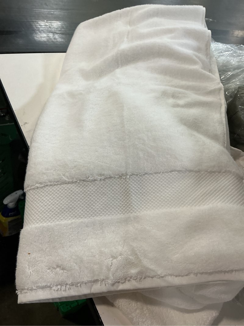 Condition photo showing As Is for turkish ultra plush bath towel (set of 2) color: white