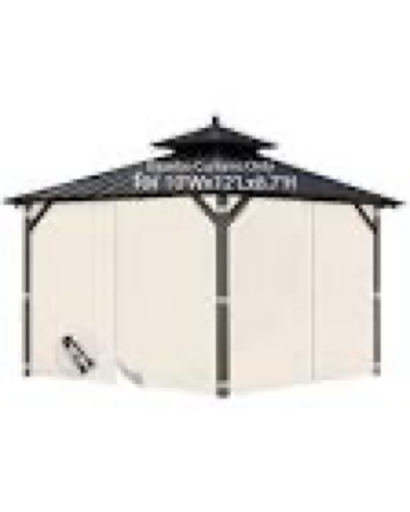 FoundGo Gazebo Universal Replacement Privacy Curtain fit for 10'Wx12'Lx6.7'H Water Resistant Gazebo 