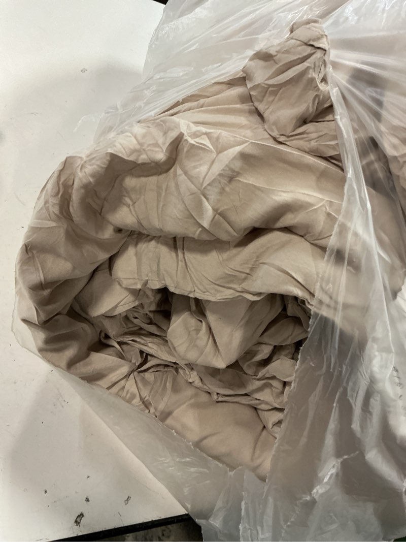 Condition photo showing As Is for Andency Full Comforter Set Khaki, 3 Pieces Pinch Pleat Bedding Comforters & Sets, Pintuck Lightweight Fluffy All Season Bed Set for Women Men Girls(79x90Inch) Khaki Full (79"x90")