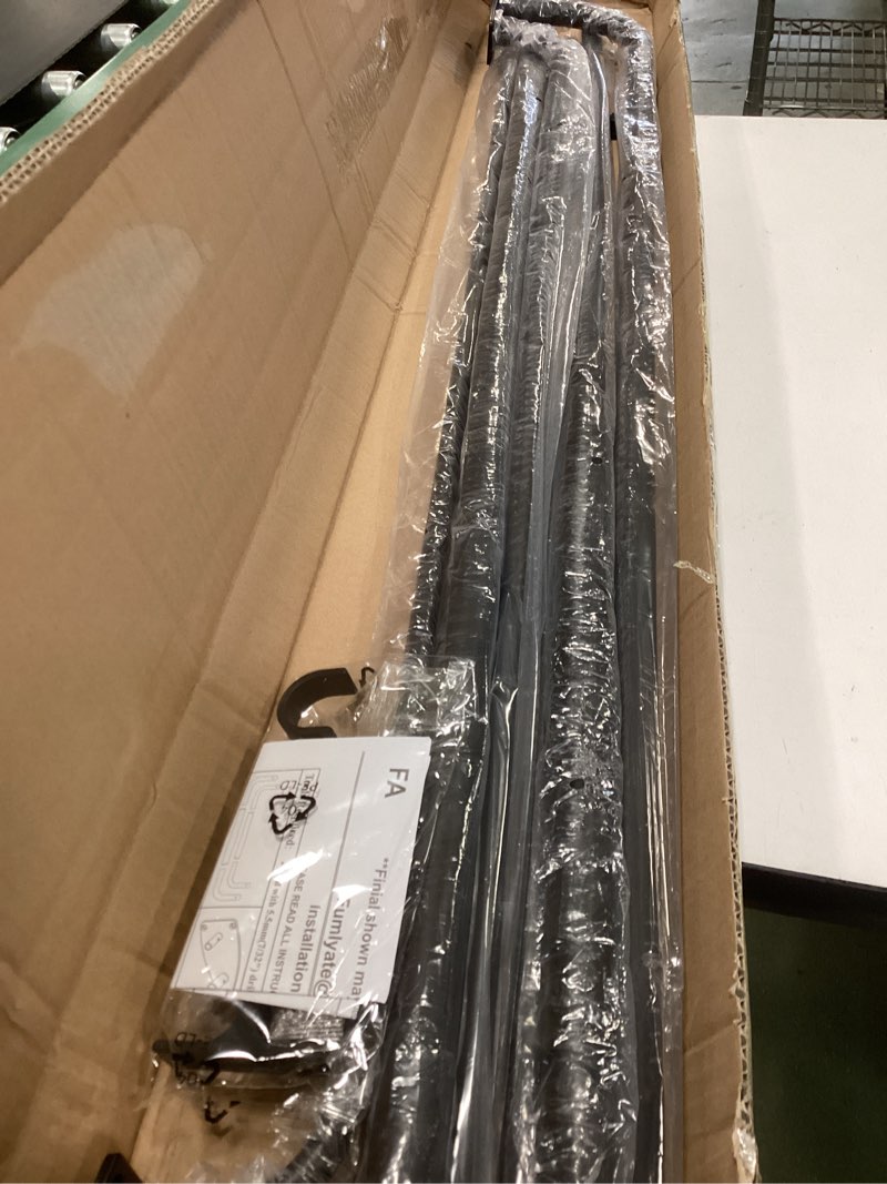 Condition photo showing Good Condition for Double Curtain Rod for 84-120 Inches Windows, Blackout Wrap Around Window Curtain Rods?1-inch Heavy Duty Adjustable Room Darkening Rustic Dual Drapery Curtain Rods for for Livingroom, Kitchen, Patio Matte Black for 84-120" Windows