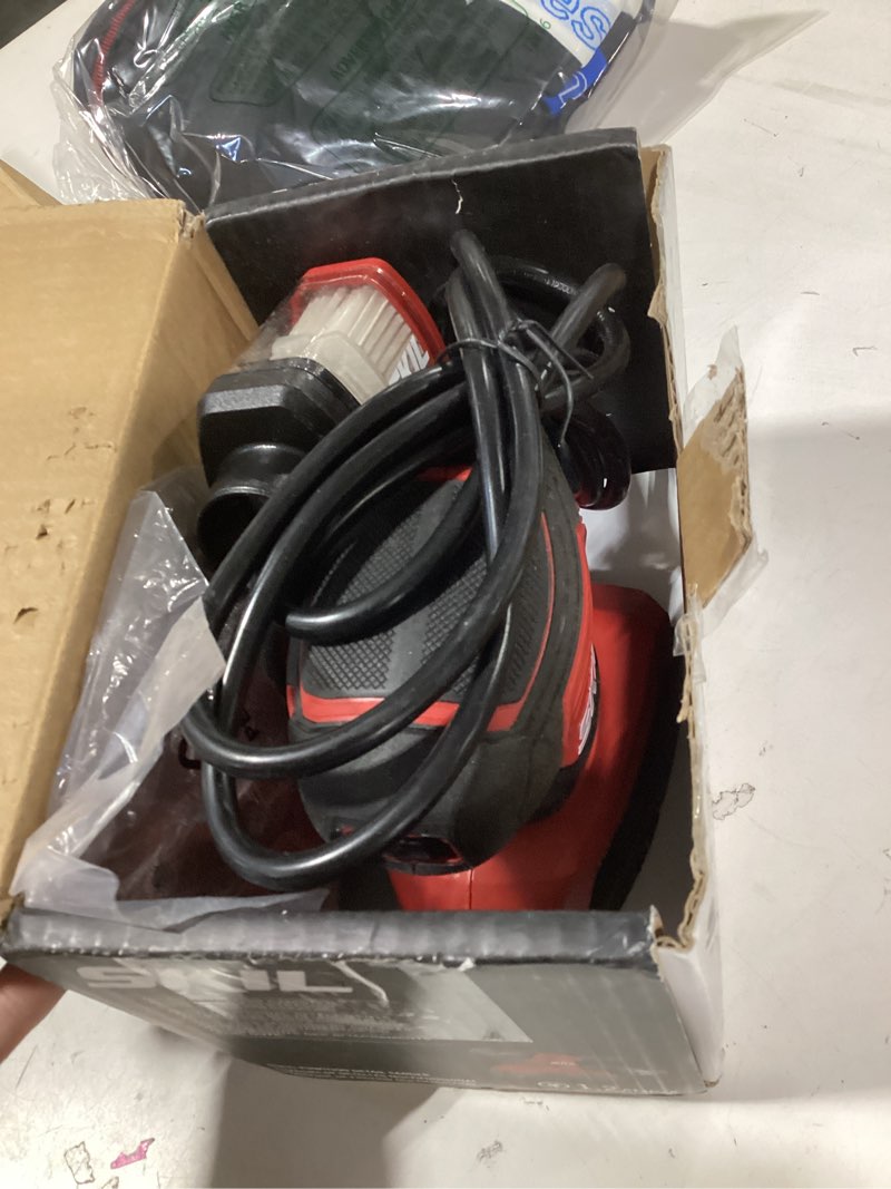 Condition photo showing As Is for skil corded multi-function detail sander with micro-filter dust box 3 additional attachments & 12pc sanding sheet- sr232301 one size multi-function detail sander