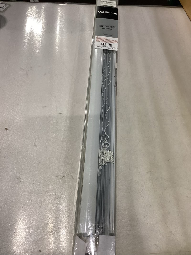 Condition photo showing As Is for YIIBAII Mini Blinds Suitable for 44" W x 64" H Windows 1" Aluminum Horizontal Venetian Blinds Darkening with Rope and Pole can Mounted Inside or Outside?Grey? Grey 44"W x 64"H