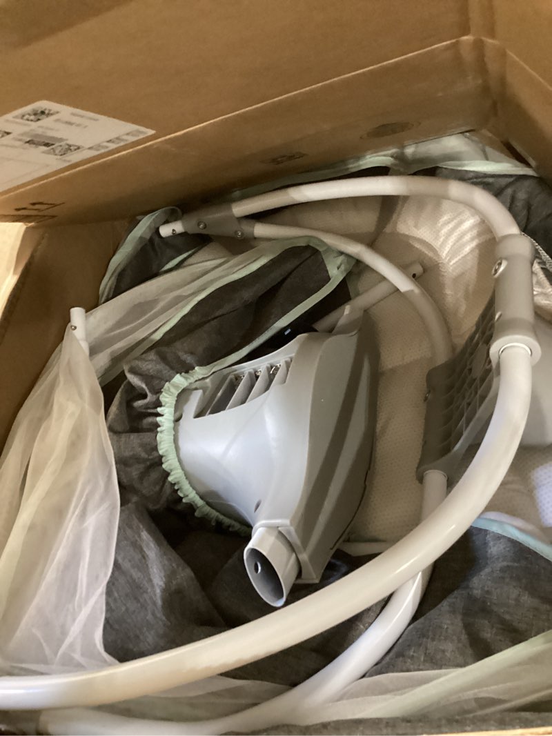 Condition photo showing As Is for Electric Baby Swing for Infants to Toddler, Portable Swing Rocker with 5 Point Harness, 5 Sway Speed, Bluetooth,12 Preset Lullabies with Remote Control, Infant Swing for Baby Boys & Girls, Grey Gray