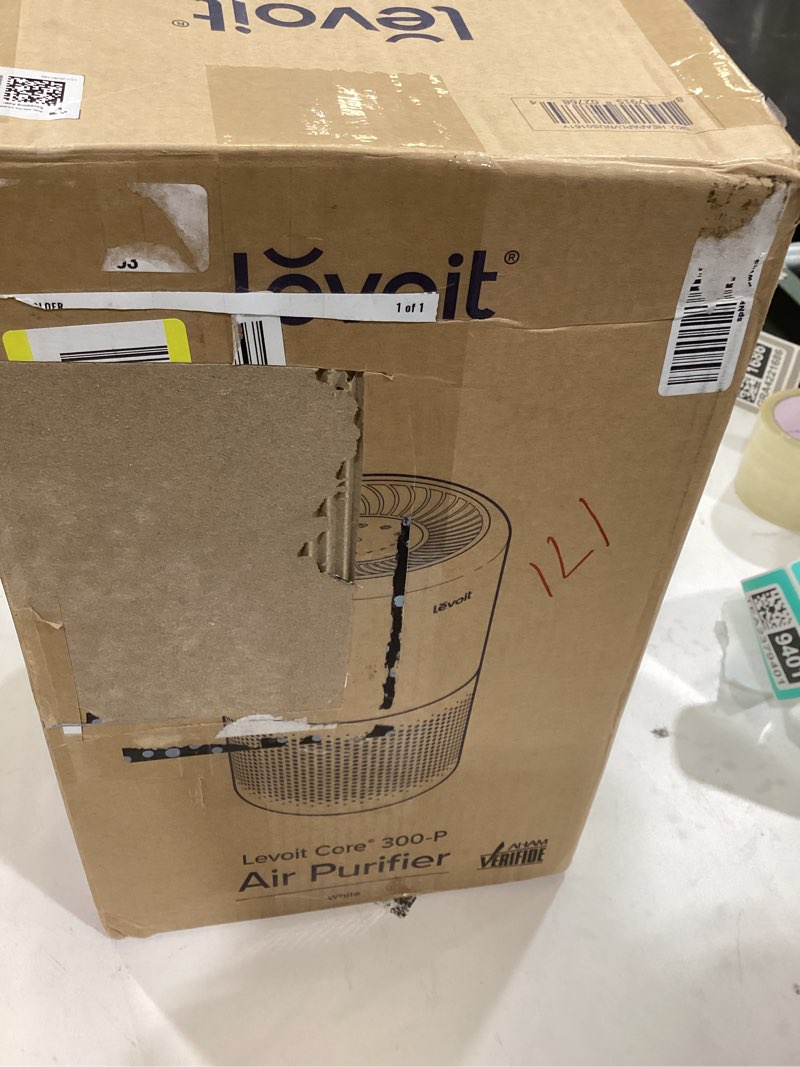 Condition photo showing As Is for LEVOIT Air Purifier for Home Allergens Pet Hair in Bedroom, Covers Up to 1073 ft² by 56W High Torque Motor, AHAM VERIFIDE, 3-in-1 Filter with HEPA Sleep Mode, Remove Dust Smoke Odor, Core300-P, White White Core 300-P 1Pack