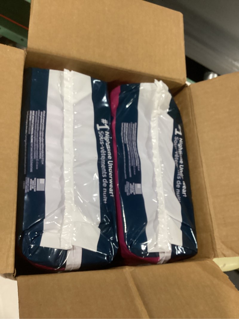Condition photo showing New/Like New for goodnites girls' nighttime bedwetting underwear, size s/m (43-68 lbs), 44 ct (2 packs of 22), packaging may vary small/medium 44
