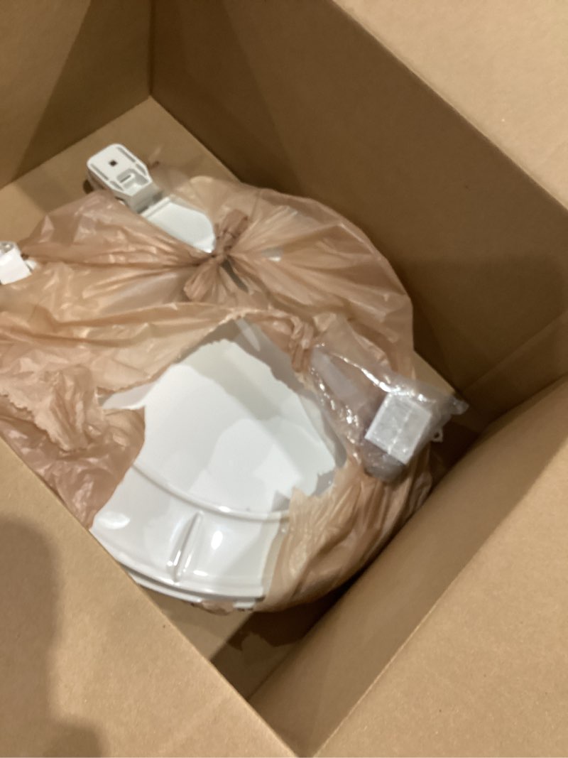 Condition photo showing As Is for Mayfair Caswell Modern Slow Close Toilet Seat, Durable Plastic Seat, Made in USA, Round, White Round 1 Seat