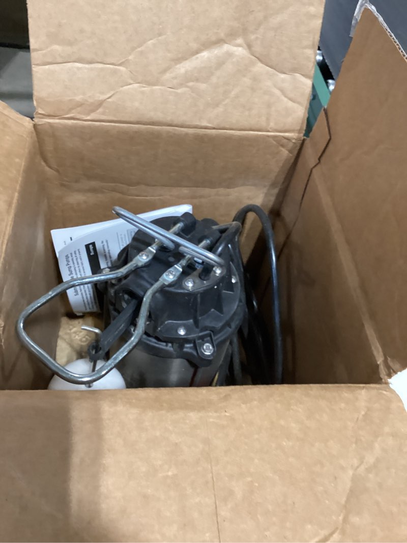Condition photo showing As Is for wayne - 3/4 hp submersible cast iron and stainless steel sump pump with integrated vertical float switch - 5,490 gallons per hour - heavy duty basement sump pump 3/4 hp stainless steel sump pump