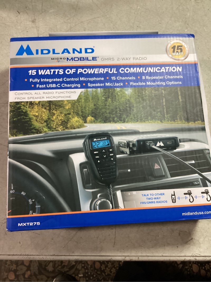 Condition photo showing Good Condition for Midland® - MXT275 MicroMobile GMRS Radio - 15 watts Two-Way Radio with Integrated Control Microphone - Overland Caravanning Tractors - Detachable External Magnetic Mount Antenna - 8 Repeater Channels Standard