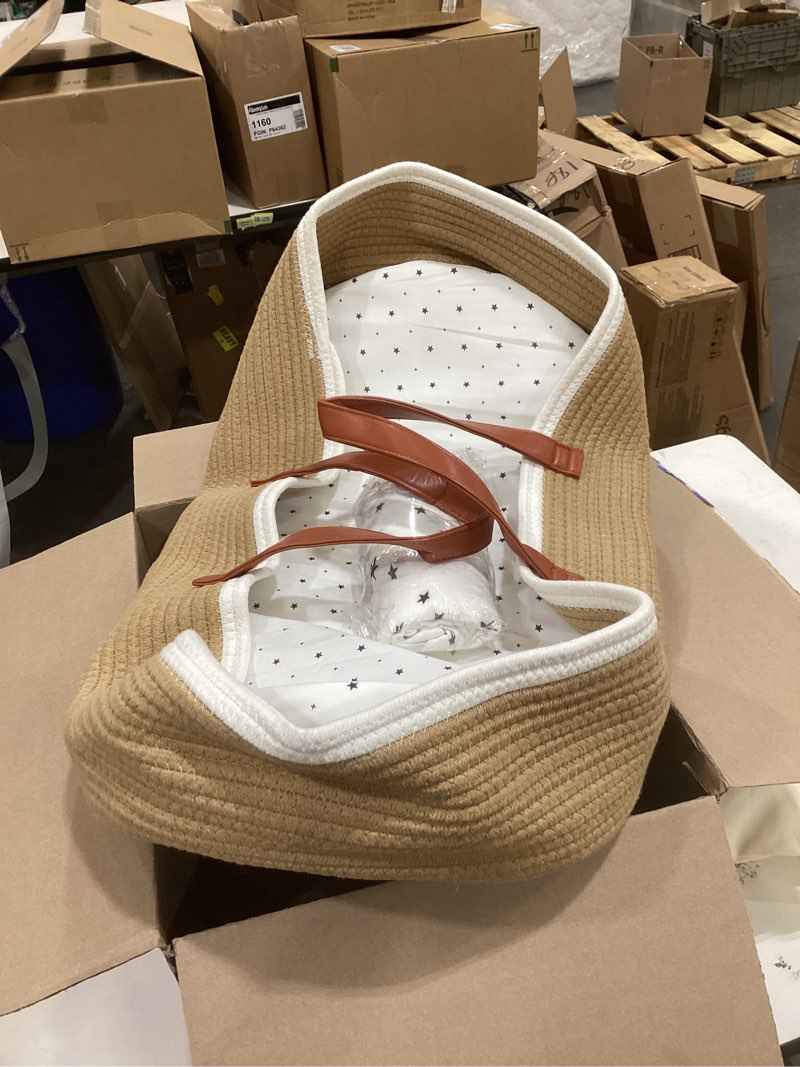 Condition photo showing Good Condition for moses basket for babies with muslin blanket | changing basket for baby dresser | portable basket for your baby’s needs | baby changing basket with pad | woven basket for travel & nursery