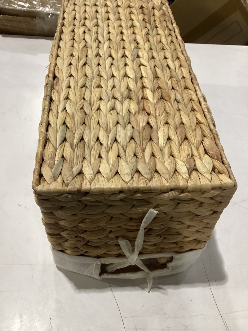Condition photo showing Good Condition for woven wicker basket with cloth liner 
