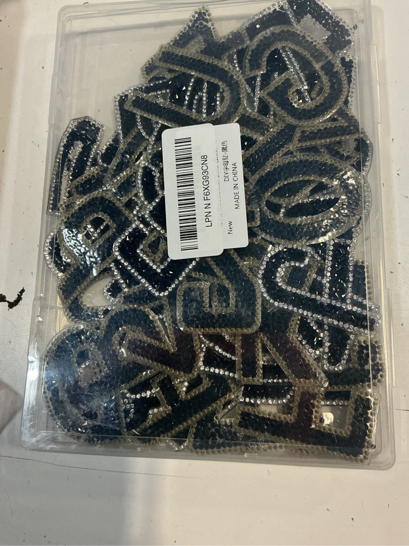 Condition photo showing Good Condition for 72 pcs rhinestone letter stickers - crystal alphabet a-z & number 0-9 self-adhesive letter patches bling glitter stickers for clothing craft decor (black)