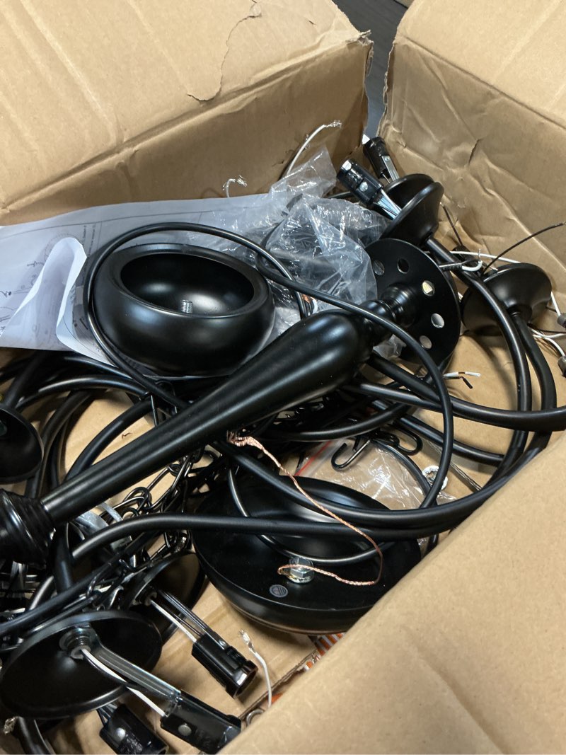 Condition photo showing As Is for farmhouse chandeliers for dining room light fixtures 8 lights black chandelier light fixture ceiling hanging rustic chandelier for living room bedroom entryway curved black