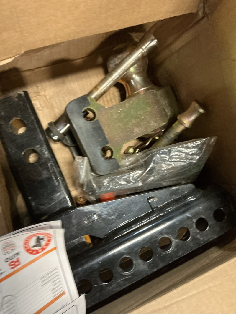 Condition photo showing As Is for adjustable drawbar trailer hitch - 20,000 lbs, fits 2 and 2-5/16 inch balls, us gov tested & certified, for rv towing, motorcycles & powersports 2-inch receiver gold, 6-inch drop