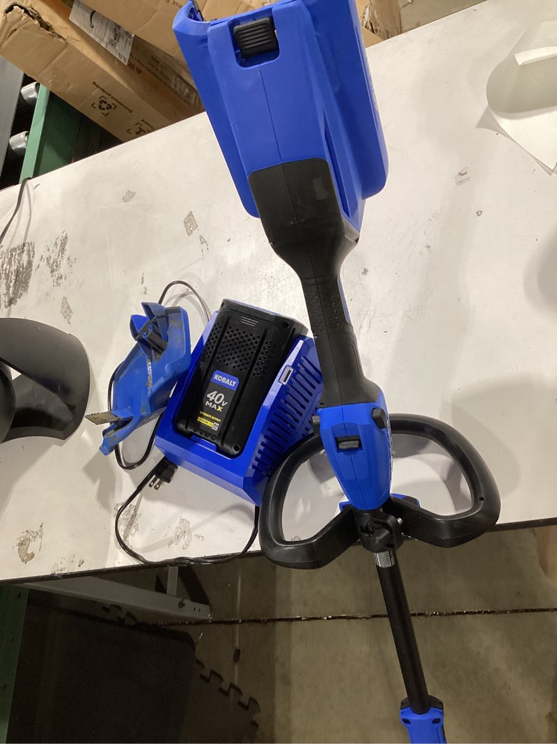 Condition photo showing As Is for kobalt gen4 40-volt 15-in straight shaft battery string trimmer 4.0 ah (battery included) (charger included)