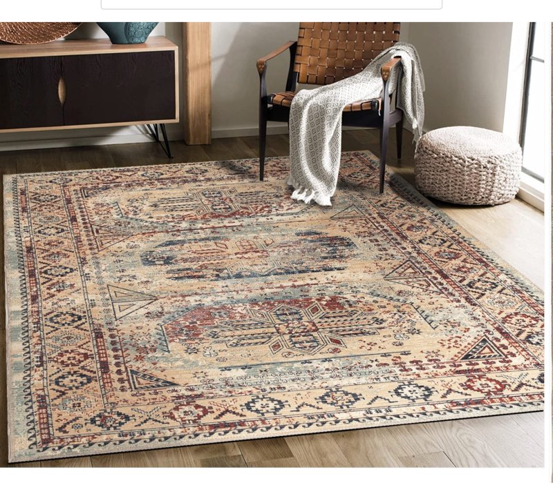 Area rug for living room machine washable no slip vintage retro rugs 