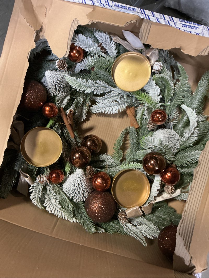 floroad large christmas candle holder centerpiece table decoration, 3 arms christmas candlestick wre