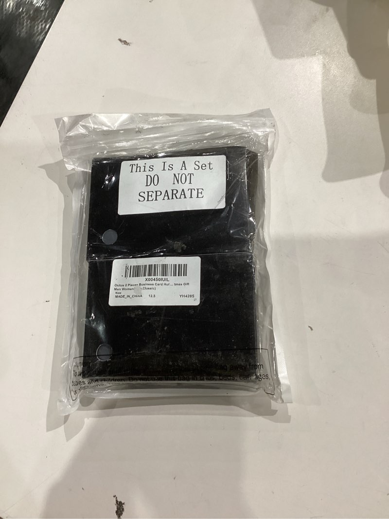 Condition photo showing New/Like New for Outus 2 Pieces Business Card Holder, PU Leather Business Card Case Pocket Wallet with Magnetic Shut for Men Women(Blue,Classic) Blue Classic