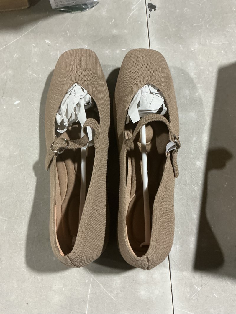 Condition photo showing Good Condition for flats for women mary jane shoes knit round toe ballet flats with strap womens comfortable work flat 8.5 almond