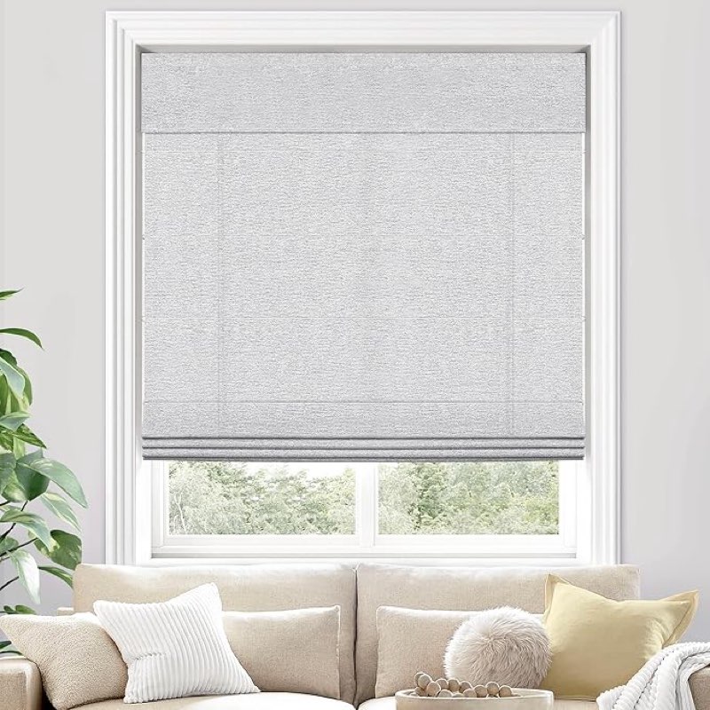 UNISHADES 100% Blackout Cordless Roman Shades for Indoor Windows & French Doors, for Window Size 27"