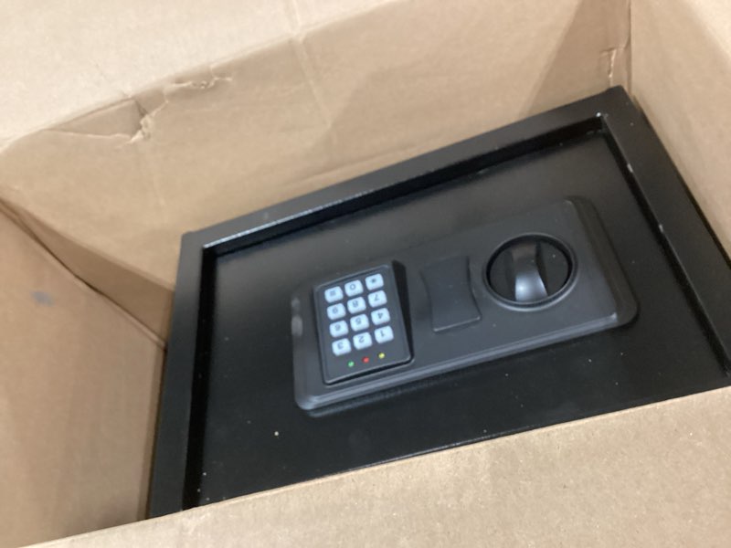 Condition photo showing As Is for 1.2 cuft small home safe fire and waterproof, anti-theft fireproof safe box with digital keypad, spare keys and removable shelf, personal safes for home money medicine valuables 1.2 cub