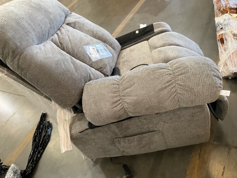 Condition photo showing As Is for dumos rocker recliner chair, swivel recliner with vibration massage & lumbar heating, 270° rotating chenille fabric recliner with footrest for living room & bedroom, grey