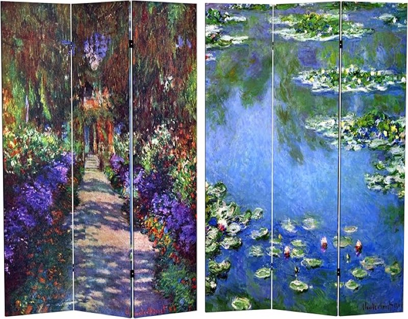 (Similar image) Red Lantern 6 ft. Tall Double Sided Works of Monet Canvas Room Divider-Lilies/Garden at Giverny, Blue